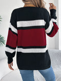 Women's Color Block Striped Cardigan Sweaters 2026 Autumn Winter Casual Lantern Long Sleeve Knitted Coats Fashion Woman Outwear
