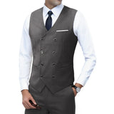New Brand Dress Vests for Men Casual Slim Fit Mens Suit Vest Double Breasted Waistcoat Gilet Homme Formal Business Jacket
