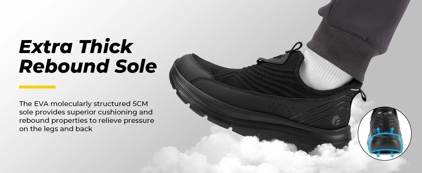 FitVille Men'S Extra Wide Hands-Free Slip-On Walking Sneakers, Lightweight Breathable Orthopedic Shoes With Arch Support, Foot Pain Relief For Swollen Feet