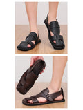 Retro Men's Summer Fashion Hollow Breathable Sandals Comfortable Anti-Slip Wear-Resistant Handmade Roman Style Slippers