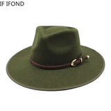 2024 Fashion Women Winter Wool Fedora Hat Men Simple Wide Brim Vintage Felt Jazz Hats New Top Trilby Cap