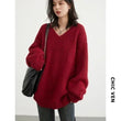 CHIC VEN Women Sweaters Solid Loose Pullovers New V-neck Knitwear Knitted Jumpers Female Top Fashion Woman Autumn Winter 2024