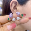 new pattern red tulip flower earrings for women jewelry 2024 trending luxury back hanging Purple women's stud earrings new