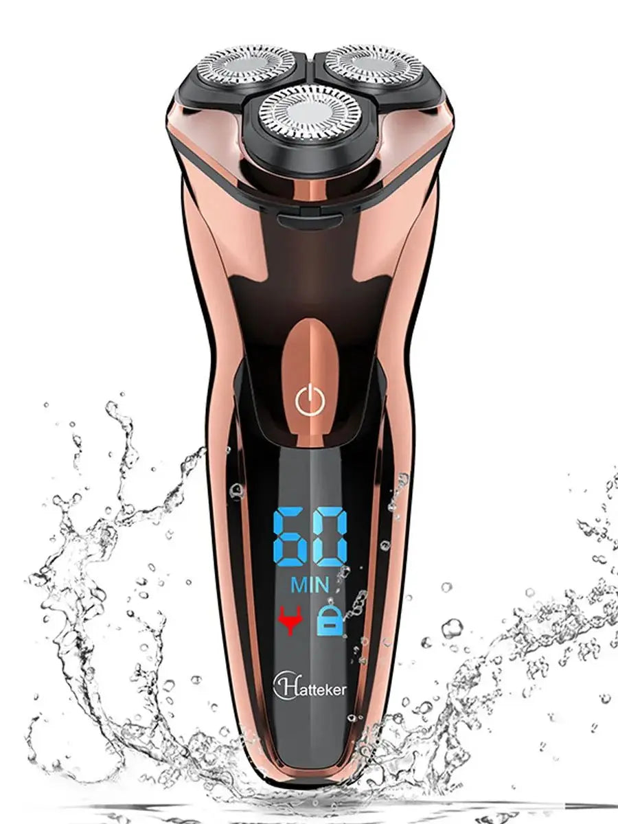 Hatteker Electric Shaver for Men Full Body Washable Rechargeable LCD Display Floating Beard Razor
