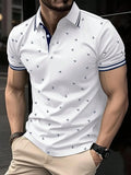 European and American Men's Summer Personalized Anchor Print Soft and Breathable Polo Short Sleeved T-Shirt Outdoor Casual Top