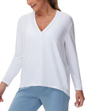 THE GYM PEOPLE Women's Long Sleeve Workout Shirts Loose Fit V-Neck Running T-Shirts Tops