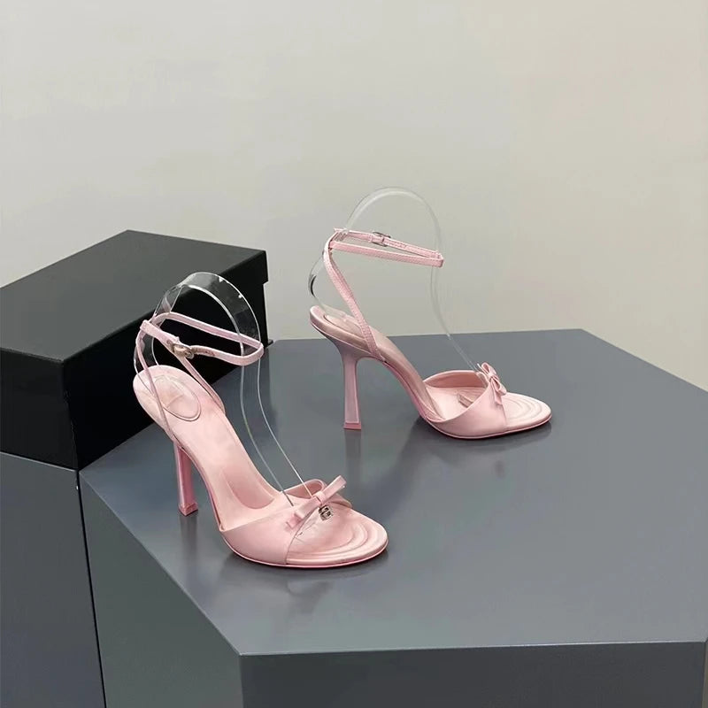 Women's Sandals Simple Big Size Women's Shoes Pink Kawaii Lori Shoes Super High with Fine Heel Women's Shoes Round Head 9cm