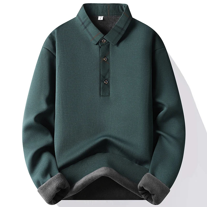 Men's Vintage Sweater Business Casual Pullover Slim Fit Fleece Lined Clothes Fake Two Pieces Knitted Sweaters