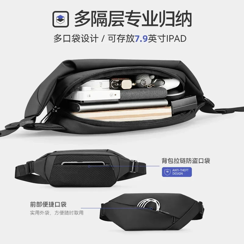 Mark Ryden Men's Handbag Man Belt Pouch Sports Casual Cycling Small Waist Pack Crossbody Bag Shoulder Bag Men's Crossbody Chest