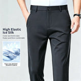 Mens Stretch Straight Leg Business Dress Pants Casual Wrinkle Resistant Drape Trousers for Meeting Occasions