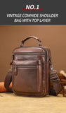 LION VERA Men's Shoulder Bag Casual Mobile Phone Zipper Bag Large Capacity Business Genuine Leather Travel Crossbody Bag