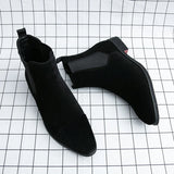 Chelsea Boots for Men Red Sole Pu Ankle Business Round Toe Slip-On Mens Boots Free Shipping Size 38-46 Men Shoes