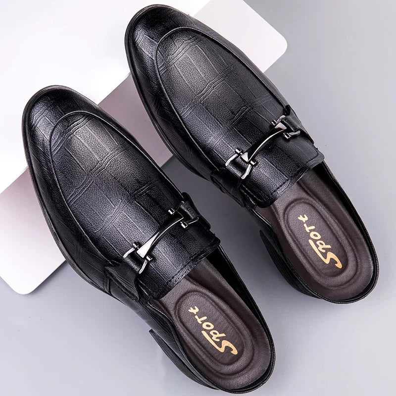 Genuine Leather Mules For Men Half Shoes Man Luxury Brand Designer Men's Luxury Casual Shoes Slip On Footwear Slippers Male