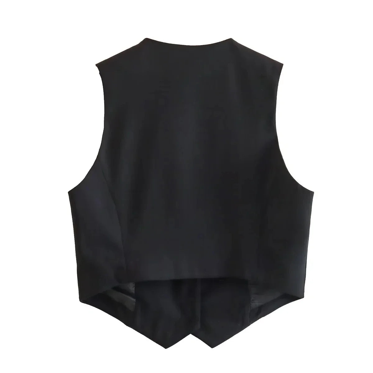 HH Women Casual V-Neck Sleeveless Waistcoat Elegant Fashion Solid Single-breasted Short Vest Chic Tops Female Summer Outerwear