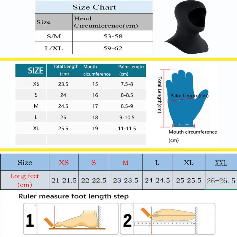 Diving Gloves Socks Head Covers Diving Equipment Wear-resistant Prevent Punctures And Keeps Warm Beachcombing Protective Gear