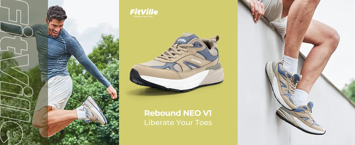 FitVille Newest Walking Shoes for Men Wide Width Sneakers with Arch Support for Flat Feet Heel Pain Relief Plantar Fasciitis