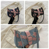 Y2k Fashion Women's Handbags Stars Pattern Cool Girls Underarm Bag Fashion Female Small Shoulder Bags Chain Tote Purses