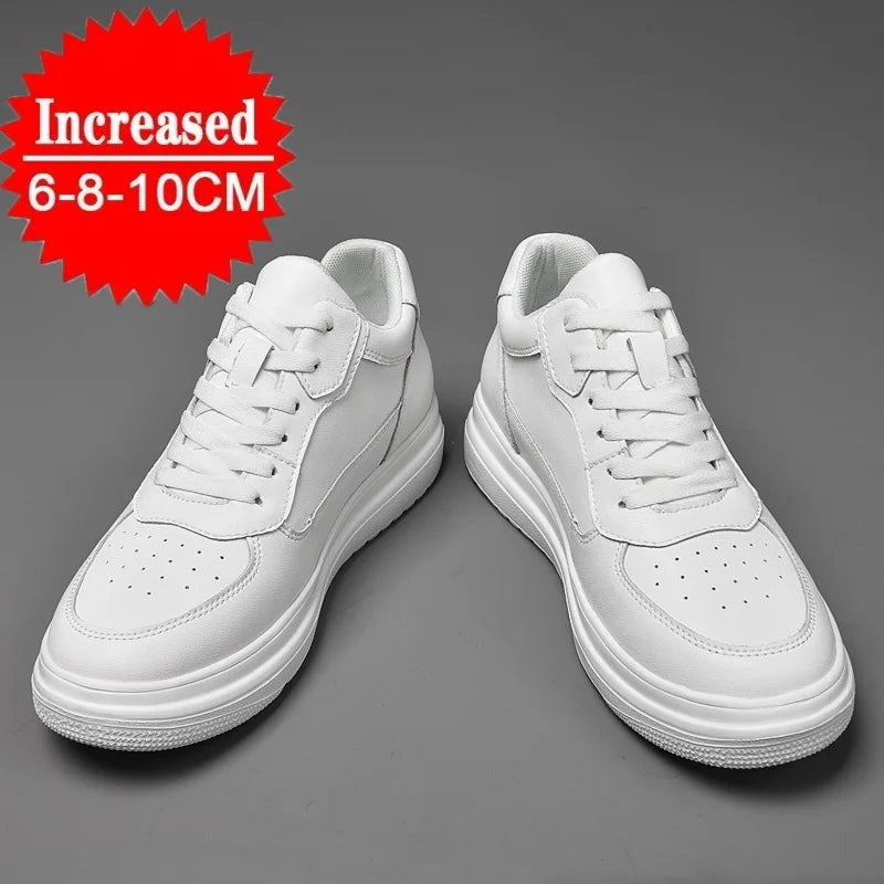 High Quality Men Sneakers Elevator Shoes for Men Fashion Casual Shoes Comfortable Leather Sports Shoes Height Increase 6/8/10cm