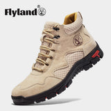 FLYLAND Men's Ankle Boots Casual Leather Shoes Fashion Vintage Hand Stitching Soft Business Handmade Shoes