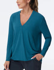 THE GYM PEOPLE Women's Long Sleeve Workout Shirts Loose Fit V-Neck Running T-Shirts Tops