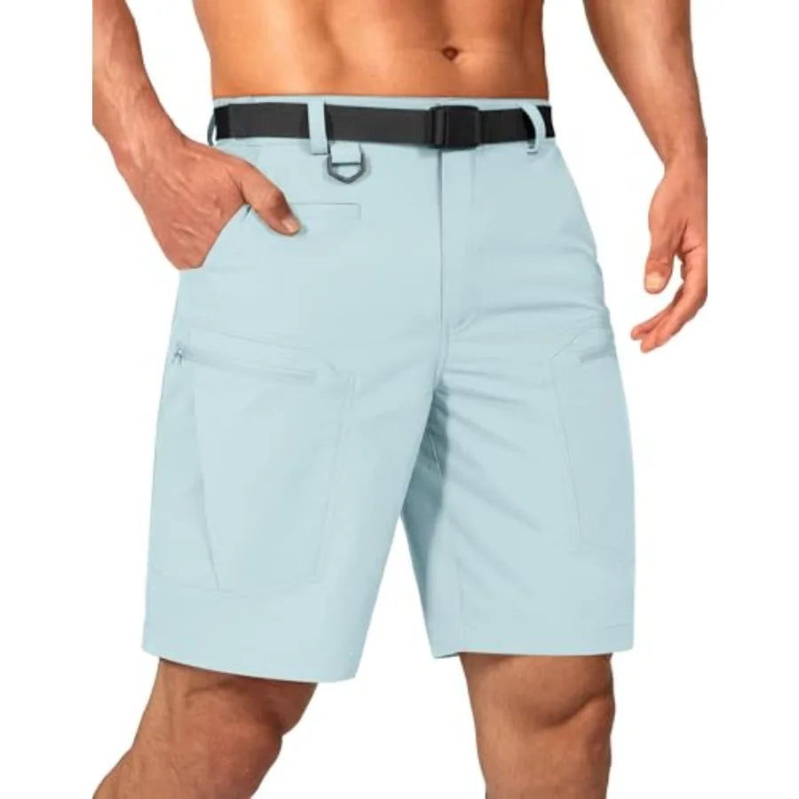 Mens Cargo Hiking Shorts Water Resistant Quick Dry Lightweight Breathable Tactical Shorts with Nylon Belt