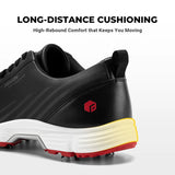 FitVille Men's Wide Toe Box Spiked Golf Shoes, Water‑Resistant Stable Anti‑Slip Outsole, Built‑In Arch Support Lightweight Comfort Golfing Sneakers