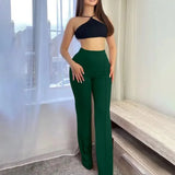 Women's Slim Bell-Bottoms Trousers Trendy Spring Autumn Pants Office Lady Solid Color Flared Trousers