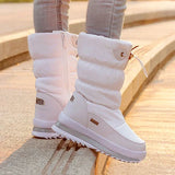 Platform Snow Boots Female Plus Size 42 White Women Boots Winter Shoes Warm Plush Mid-calf Boots Waterproof Rubber Non-slip