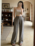 SLTNX 2026 Retro Chic Plaid Pants Women's Loose Pants Fashion Street Casual Pants Office Wear