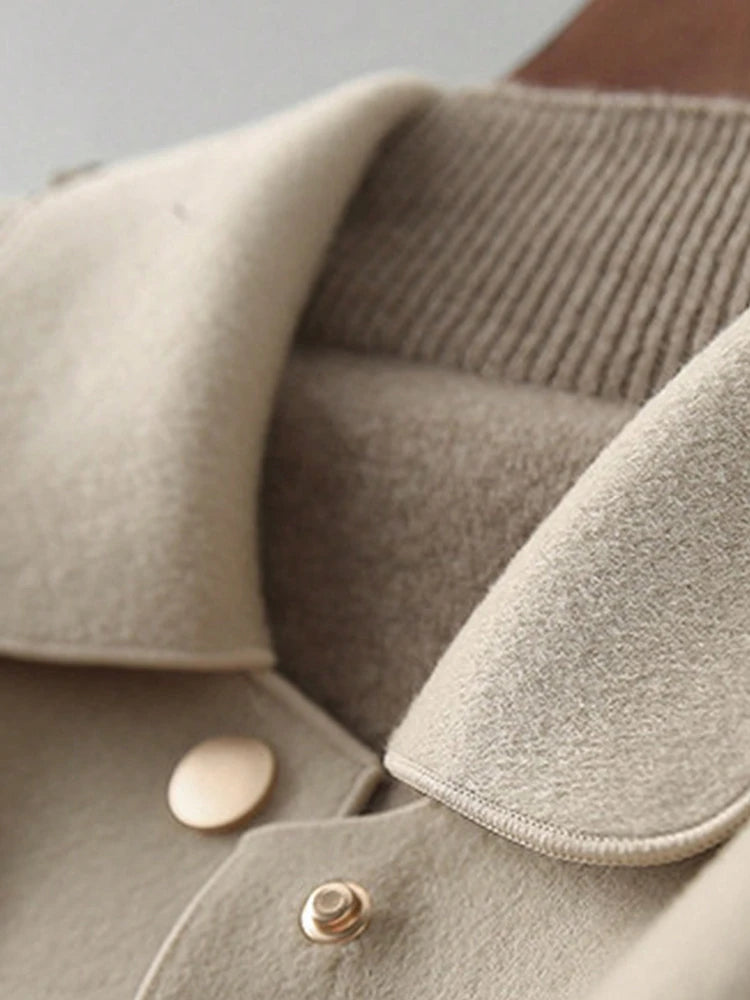 Classic Solid Short Woolen Coats for Woman Autumn Winter Warm Woman Clothing Button Up Female Coat Outfits New In Outerwears