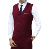 New Brand Dress Vests for Men Casual Slim Fit Mens Suit Vest Double Breasted Waistcoat Gilet Homme Formal Business Jacket
