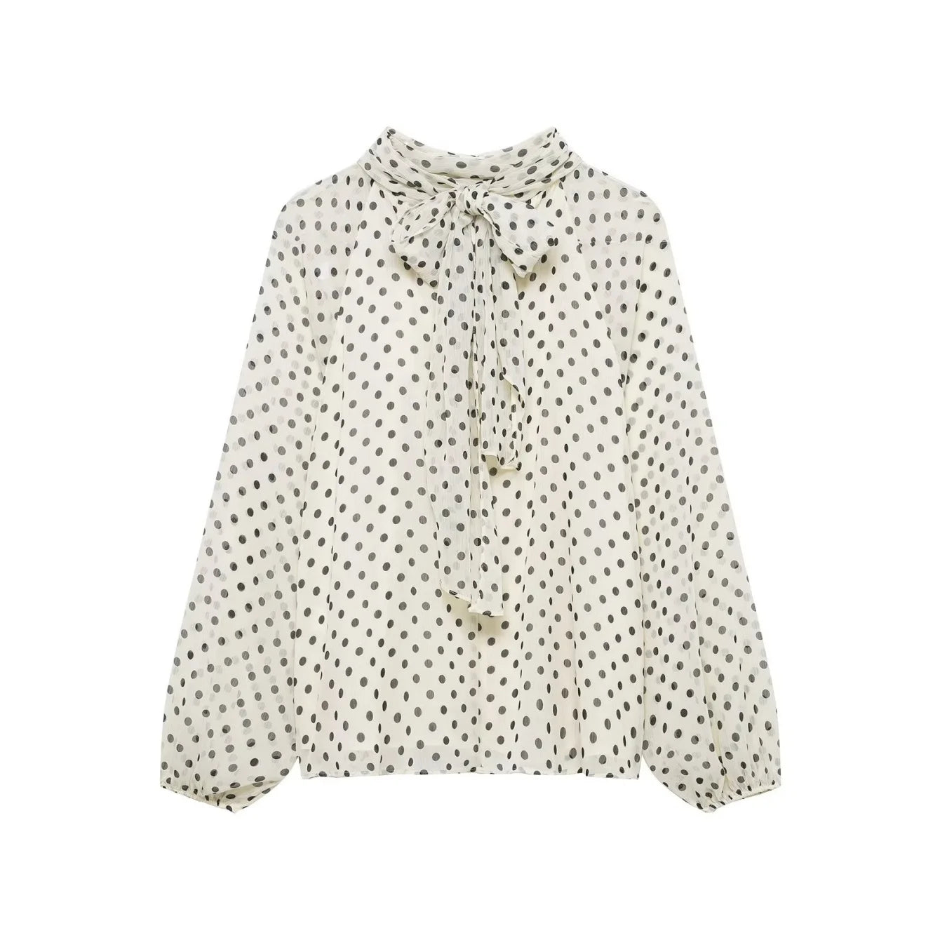 Women's Dots Printed Blouse Shirt Spring Autumn Fashion Long Sleeve Bow Lace-Up Blouse Shirt Lady Elegant High Street Blouses