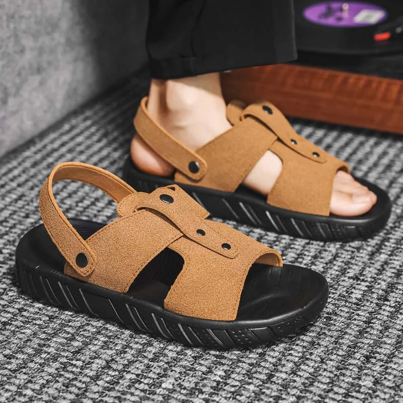 Brand Classic Mens Sandals Summer Genuine Leather Sandals Men Outdoor Casual Lightweight Sandal Fashion Men Sneakers