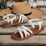 Women Sandals 2026 New Summer New Women Flat Sandals Bottom Roman Strap Sandals with Non Slip Rubber Soles Ladies Daily Sandalia