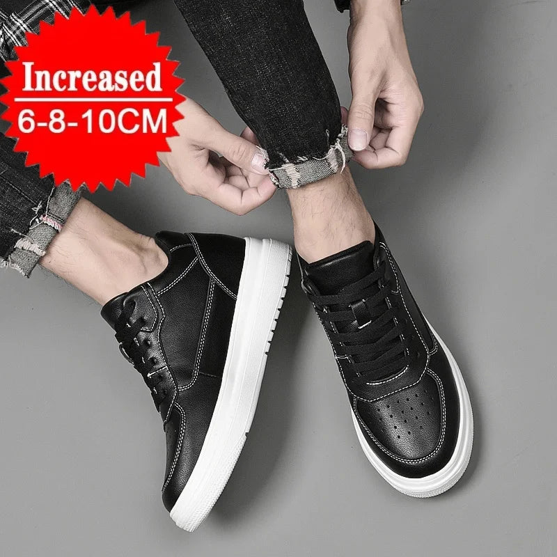 High Quality Men Sneakers Elevator Shoes for Men Fashion Casual Shoes Comfortable Leather Sports Shoes Height Increase 6/8/10cm