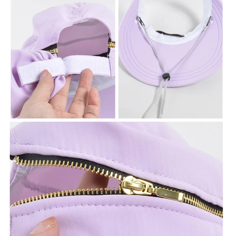 Women Outdoor Riding Anti-UV Sun Hat Foldable Big Brim Hats Neck Face Protection Detachable Mask Sunscreen Breathable Beach Caps