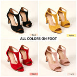 Elegant Women's High Heel Sandals Open Toe T Strap Faux Suede Back Zip Ankle Strap Dress Shoes for Wedding Bridal Evening Party Cocktail Prom Office Work Date Night Casual Summer Fashion Heeled Footwear Black Red Yellow Nude