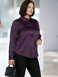 Women's Plus Size Lapel Long Sleeve Button Down Casual Shirt For Office Daily Weekend Urban Fashion Occasions