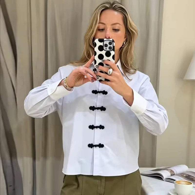 Women's Shirt Tops Autumn 2026 New Chic Retro Blouses Fashion Loose Elegant Women's Leisure Travel Holiday Street Youth Shirts