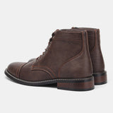 CAPTAIN ANKLE BOOTS Men's Vintage Combat Boots Lace-Up Cap Toe Ankle BOOTS