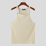2024 Men's Tank Tops Solid Color Knitted Sleeveless Button Streetwear Casual Vests Summer Fitness Fashion Men Clothing INCERUN