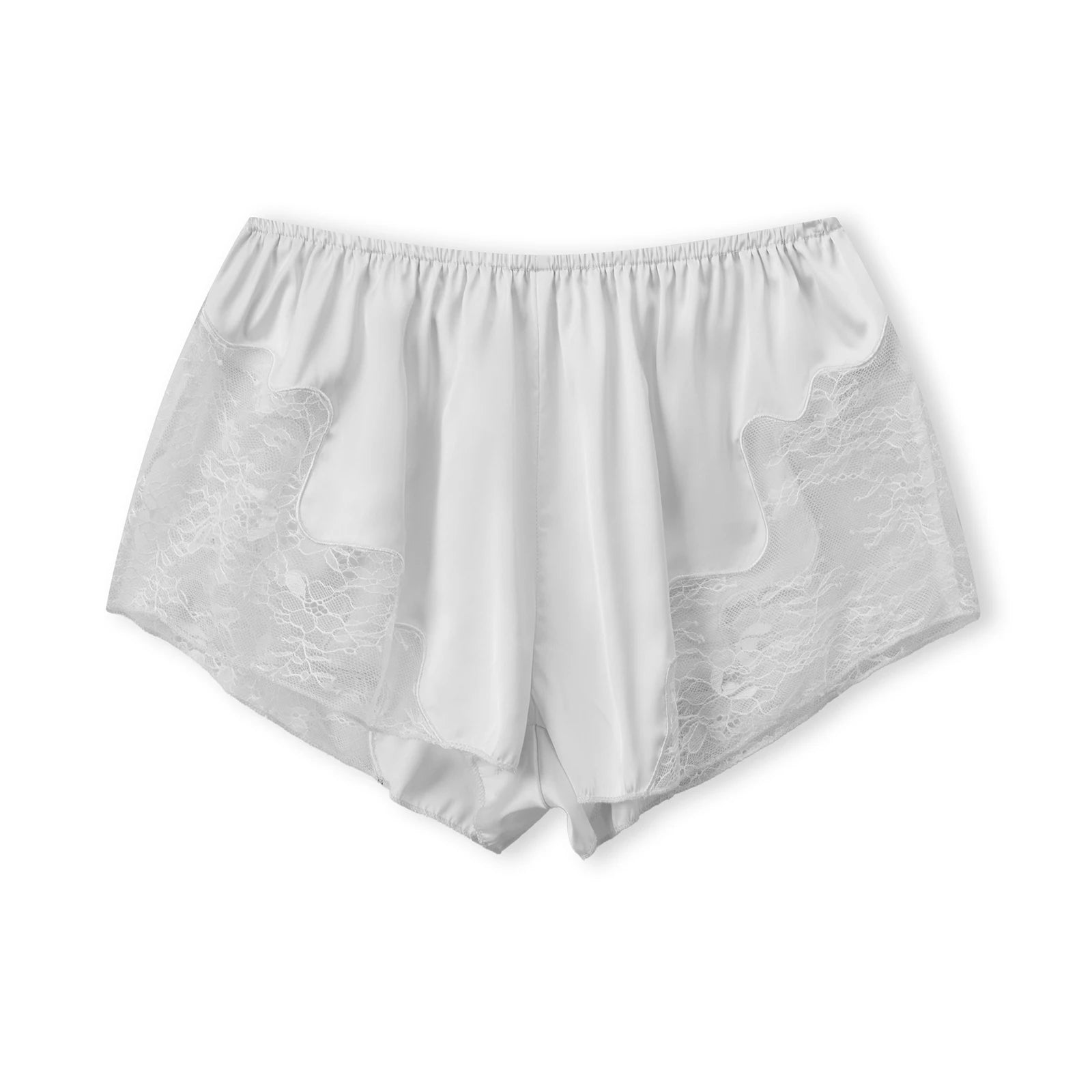 Summer Women Satin Lounge Shorts Lace Trim Elastic Shorts for Daily Casual Loose Short Pants