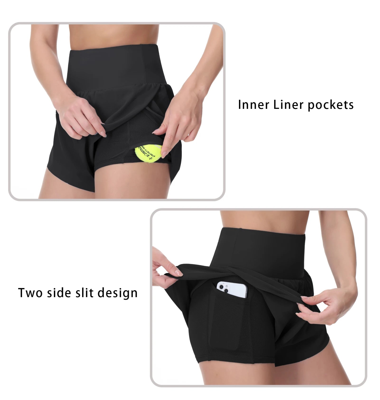 THE GYM PEOPLE Women’s Quick Dry Running Shorts Mesh Liner High Waisted Tennis Workout Shorts Zipper Pockets
