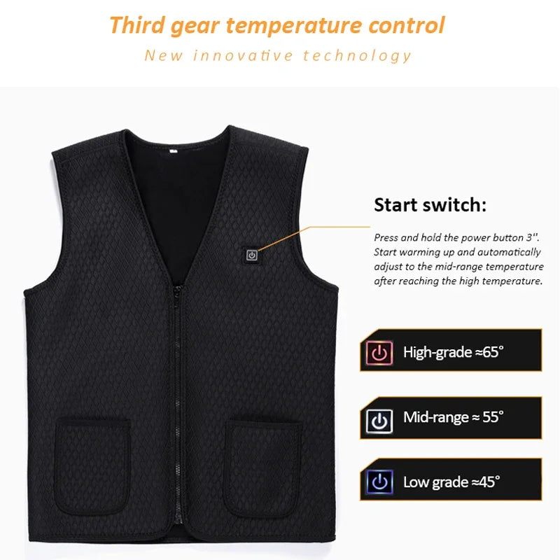 Winter 9/5 Zone Heating Jacket Fast Heating Safety Long Battery Life USB Smart 3 Heating Levels Clothing Unisex Hiking Cycling