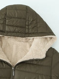 Autumn and Winter New Mid Autumn Long Hooded Cotton Jacket with Fleece for Warmth, Women's Coat