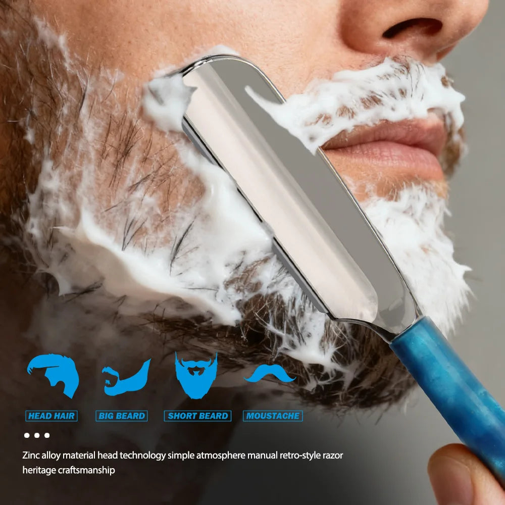 1Pc New Pro Wood Handle Baber Straight Razor Manual Zinc Alloy Beard Shaving Knife Holder For Men Salon Hair Removal Tools