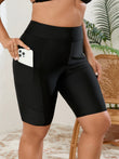 2026 Black Plus Large Big Size Swimsuit Female Only Pants With Pocket Long Knees Swimwear Women Solid Swimming Shorts Swim 5XL