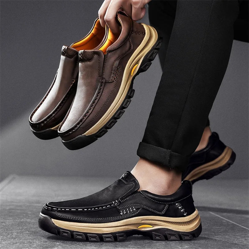 Stylish Men's Leather Loafers Men Thick Bottom Business Shoe Classic Leather Man Casual Shoes Senior Brand Male Walking Footwear
