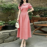 Women Summer Plaid Dress ZANZEA Elegant O Neck Short Sleeve Work Midi Sundress Woman Stylish A Line Holiday Robe Loose Dresses
