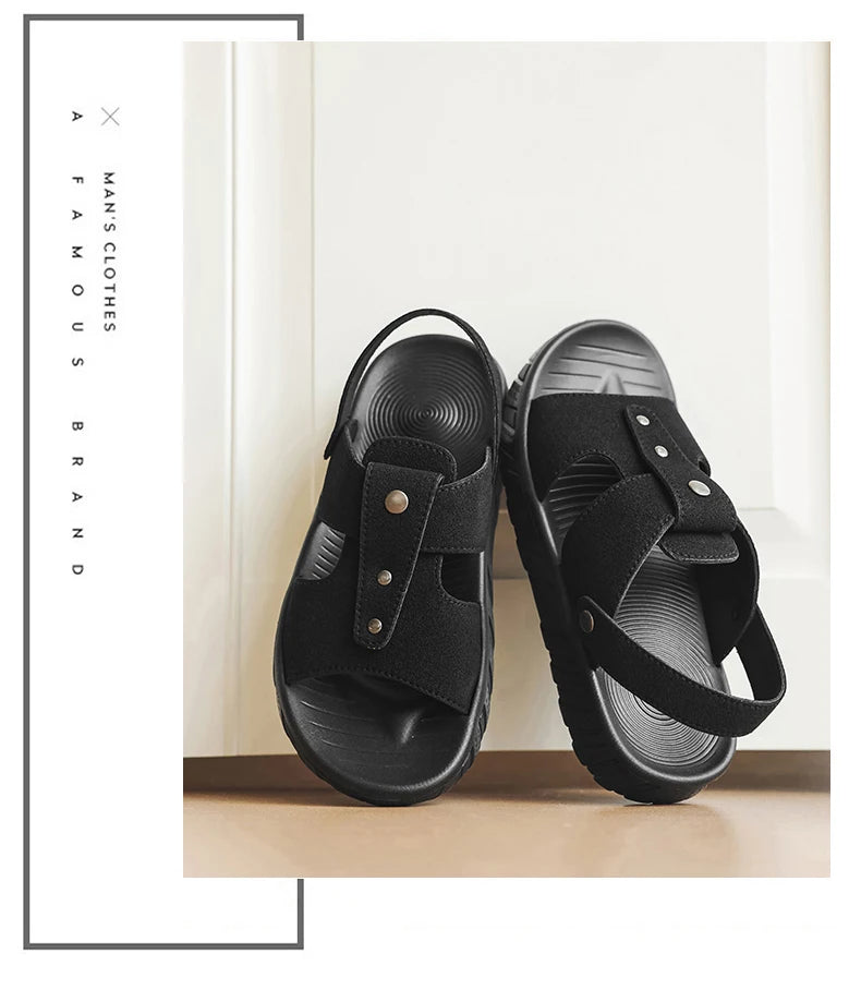 Brand Classic Mens Sandals Summer Genuine Leather Sandals Men Outdoor Casual Lightweight Sandal Fashion Men Sneakers